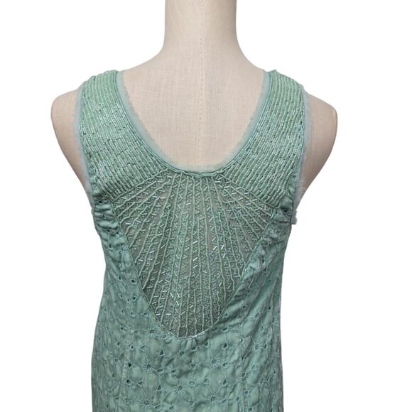 Free People Mint Velvet Beaded Sleeveless Mini Shift Dress Size 2 Pastel Green‎ - Picture 10 of 11